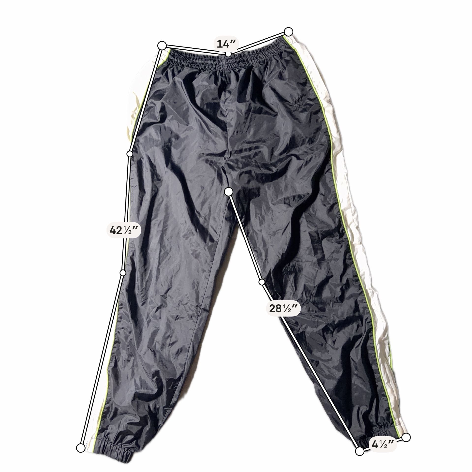 USA Olympic Brand Track Pants Size M/M(32-34) Black Nylon Windbreaker 6