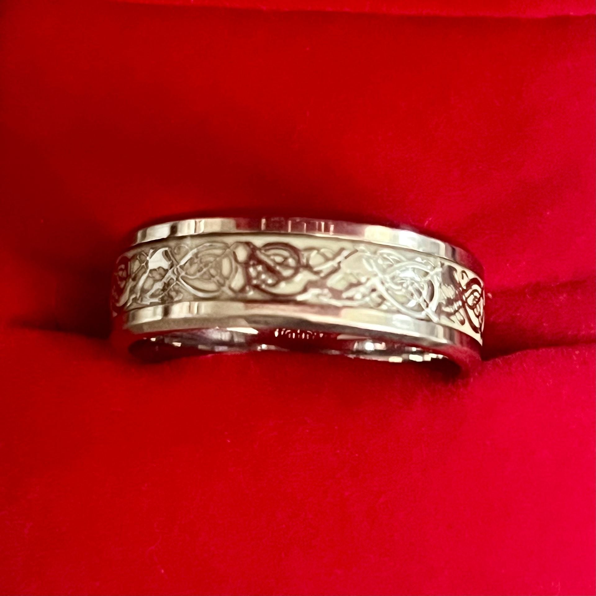 Celtic Knot Engraved Titanium Steel Wedding 6mm Band Ring Size 12 2