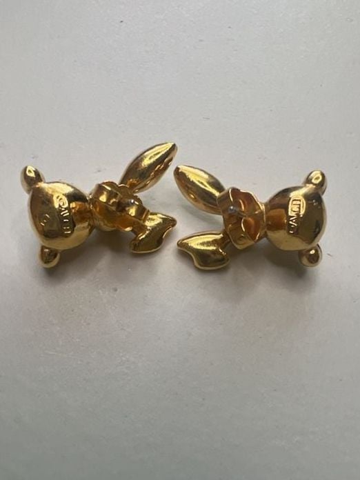 Avon Vintage Gold Tone Faux Pearl Easter Bunny Rabbit Pierced Post Earrings 3