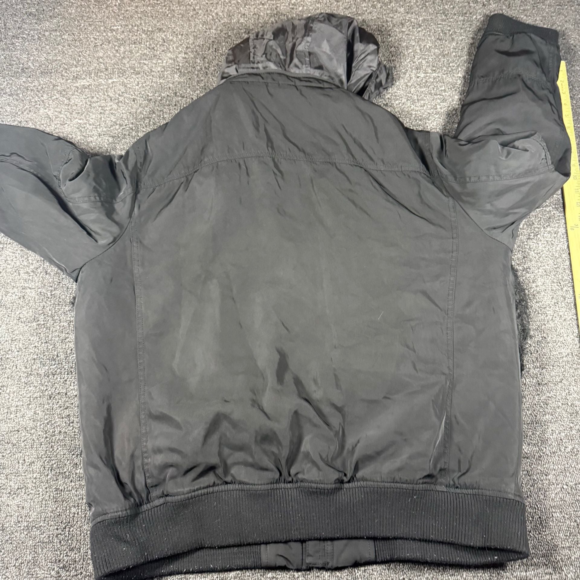 Tommy Hilfiger Bomber Jacket Size XL Black Hooded Full Zip Utility 5
