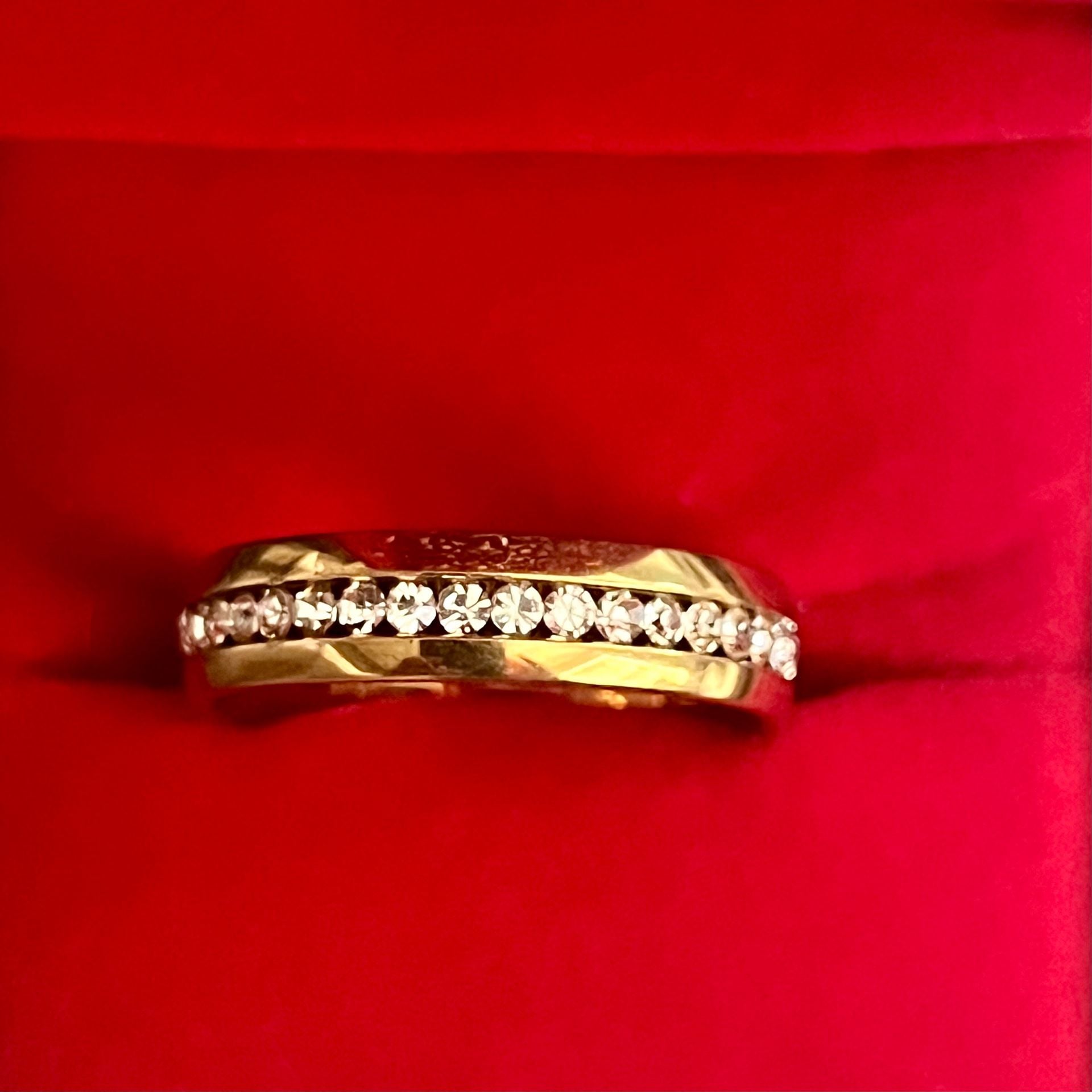Classic Design Gold Cubic Zirconia Diamond Channel Set 6mm Band Ring Size 12 2