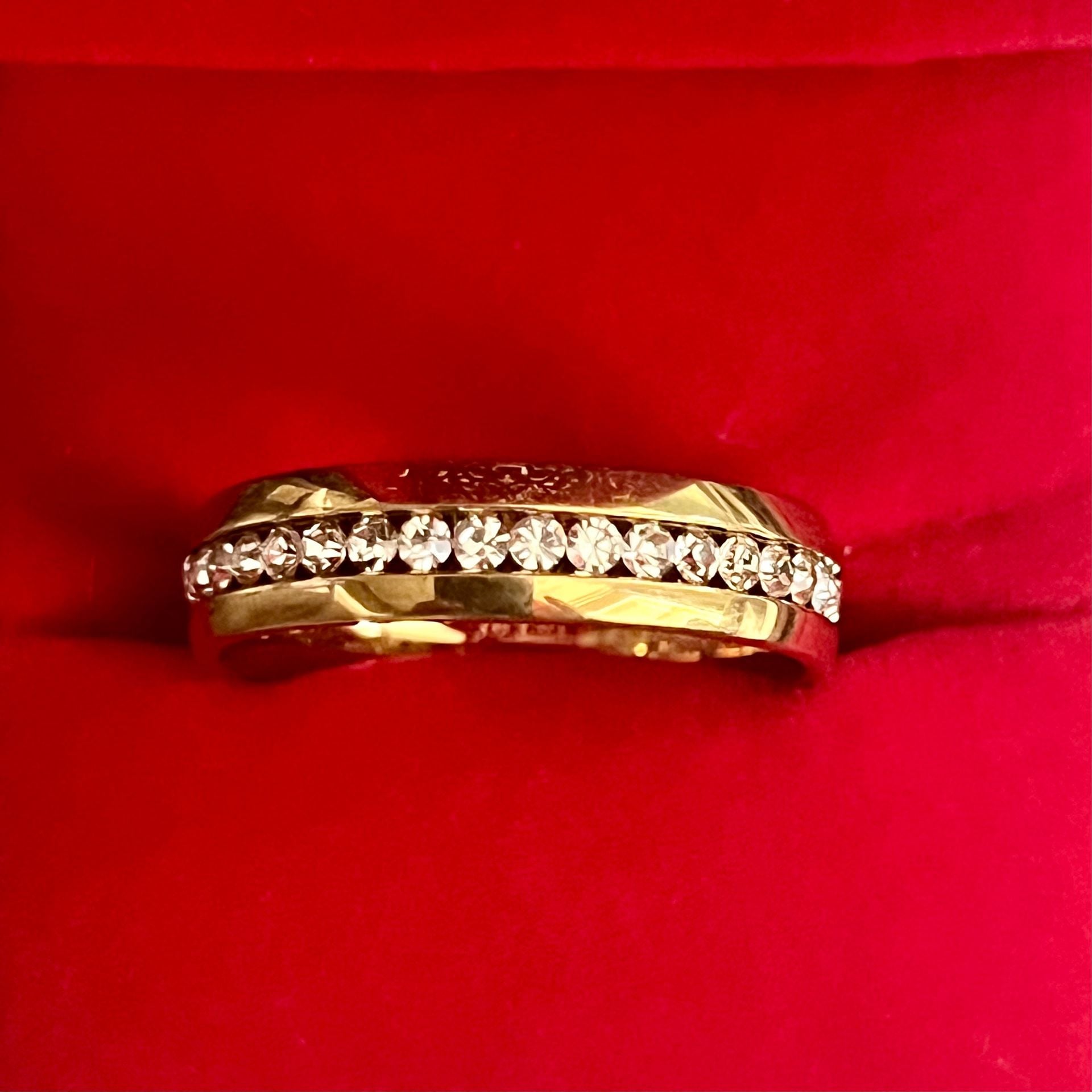 Classic Design Gold Cubic Zirconia Diamond Channel Set 6mm Band Ring Size 12 3