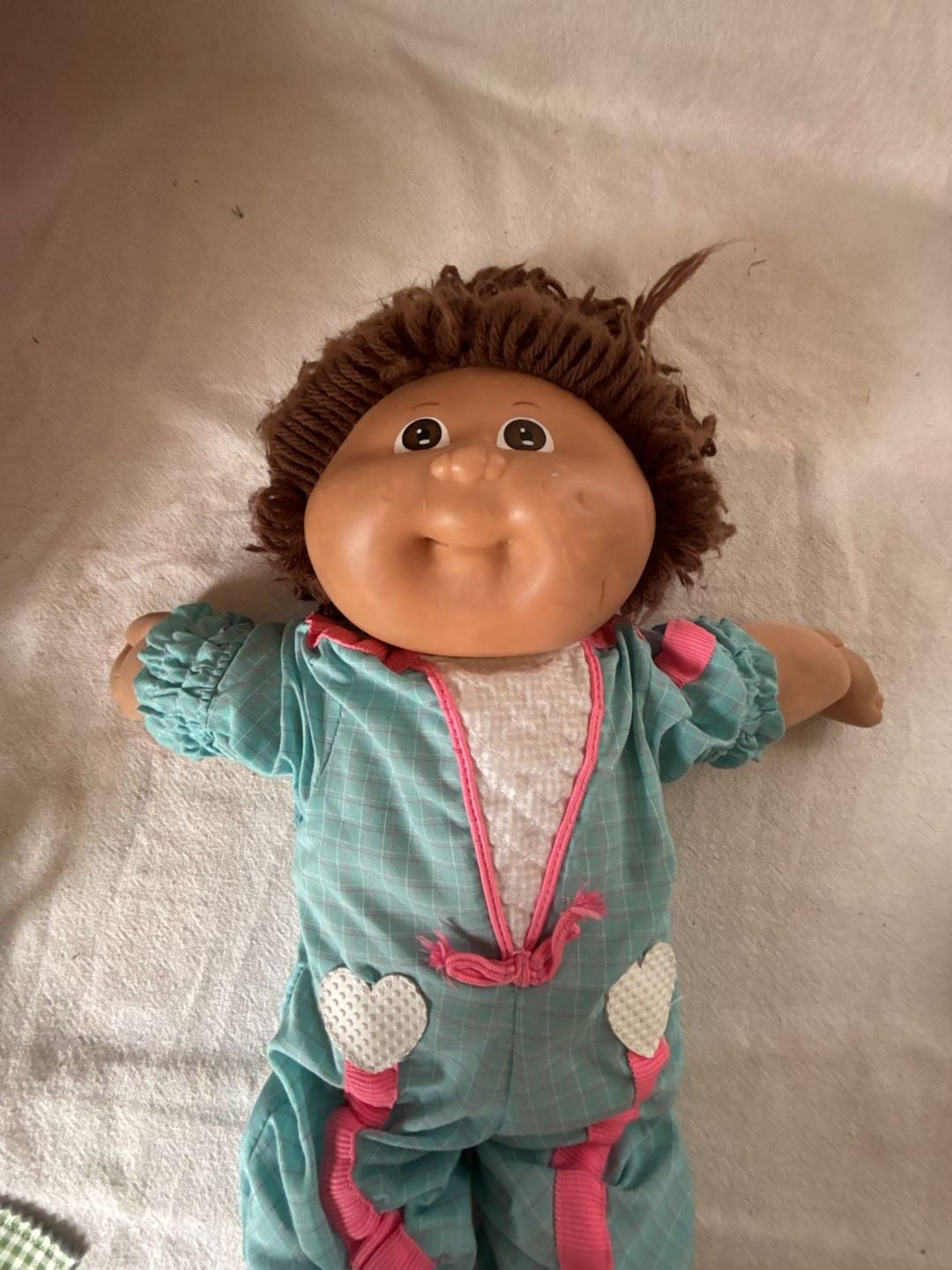 Cabbage Patch Kids Doll Brown Hair Blue Romper 4