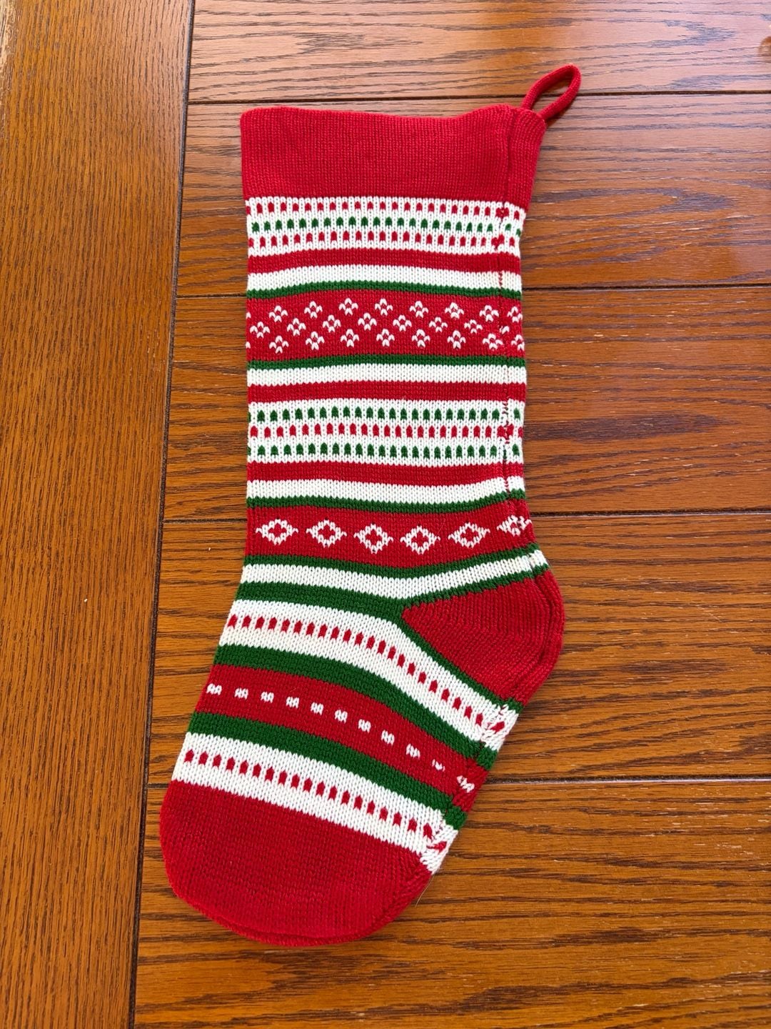 Hobby Lobby Knitted Christmas Stocking Red Green Fair Isle 1