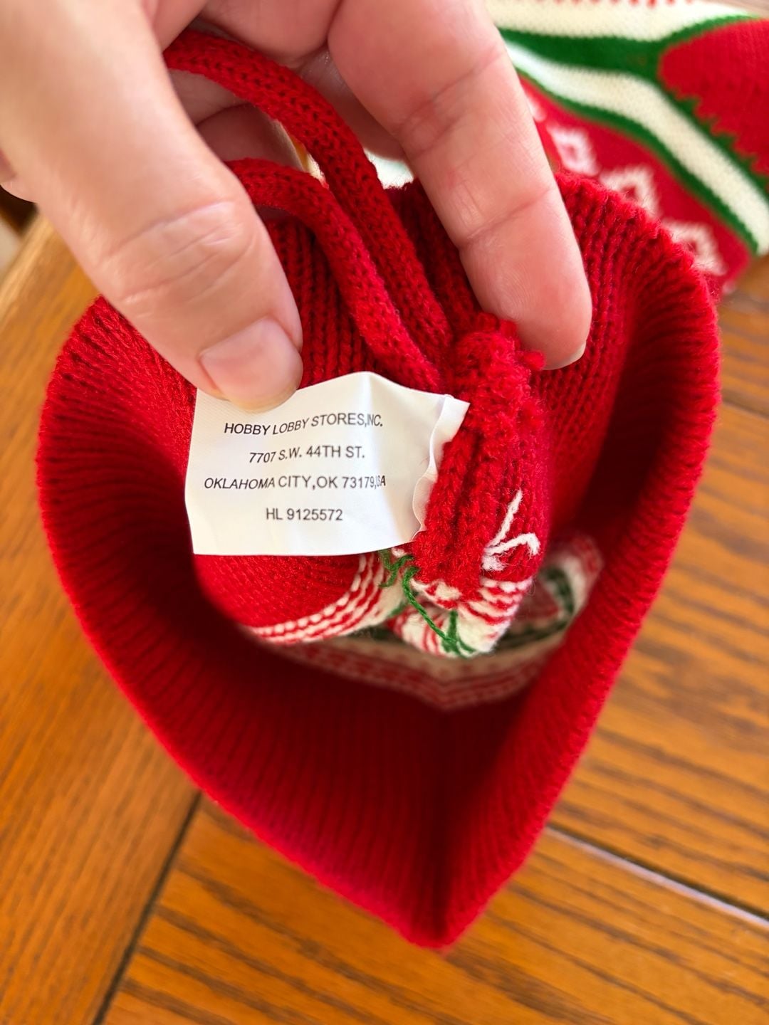 Hobby Lobby Knitted Christmas Stocking Red Green Fair Isle 2