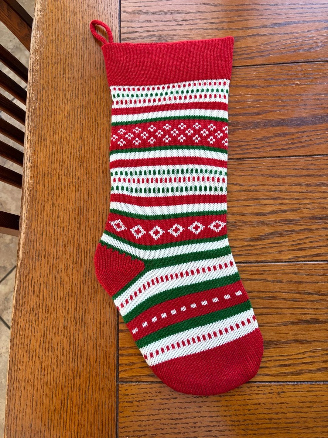 Hobby Lobby Knitted Christmas Stocking Red Green Fair Isle 3
