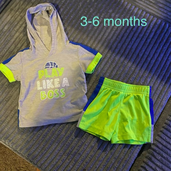 Play Like A Boss Infant Boys Short Sleeve Hoodie Shorts Set 3-6 Months
