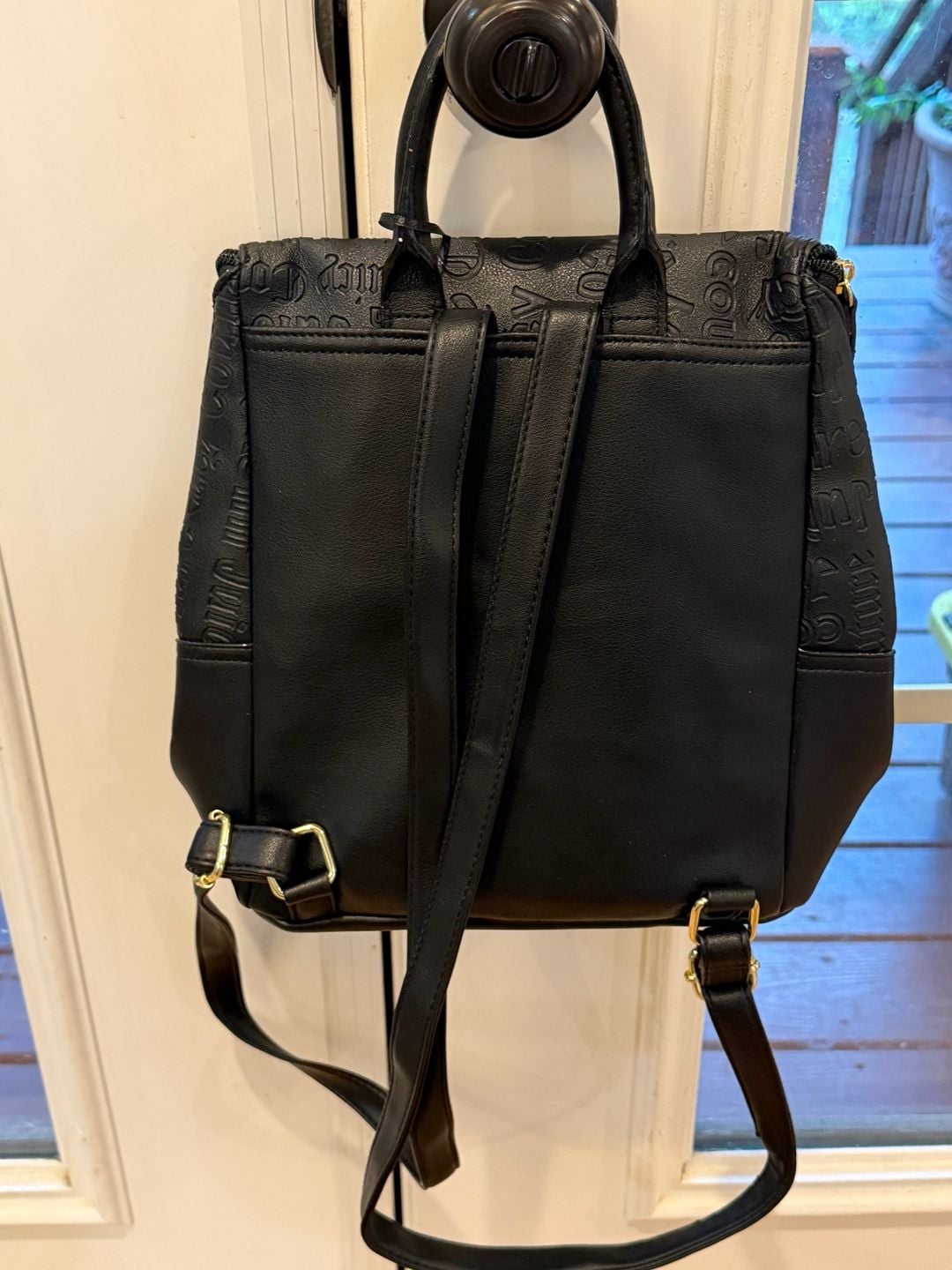 Juicy Couture If The Crown Fits Debossed Black Backpack 3