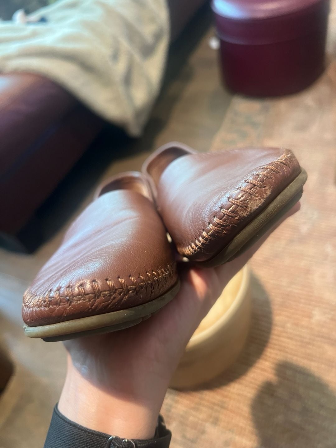 Minnetonka Moccasin Slip On Flats Size 7.5 Brown Leather 5