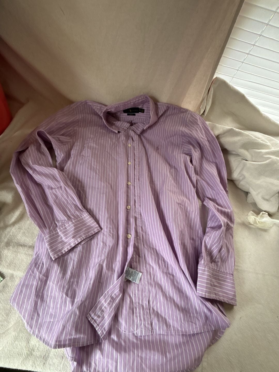 Ralph Lauren Striped Button-Down Shirt Purple White 1