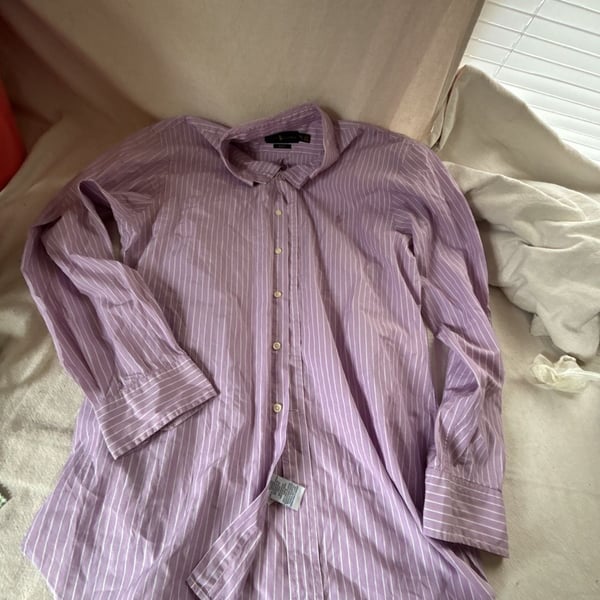 Ralph Lauren Striped Button-Down Shirt Purple White