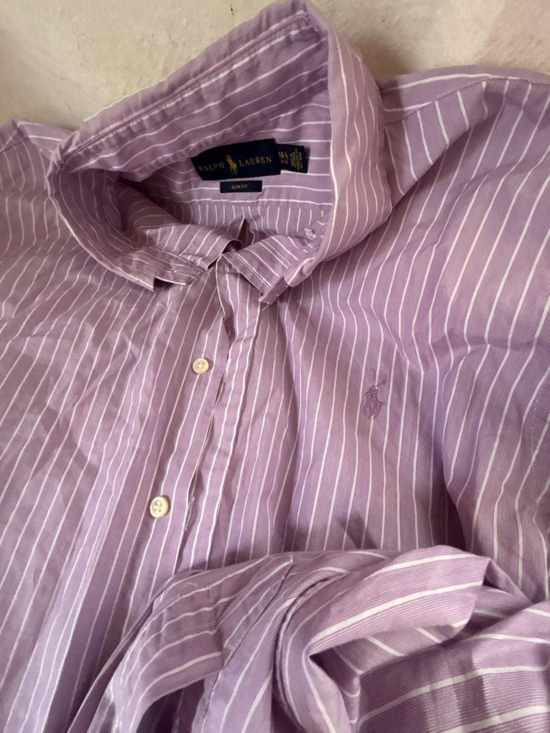 Ralph Lauren Striped Button-Down Shirt Purple White 2