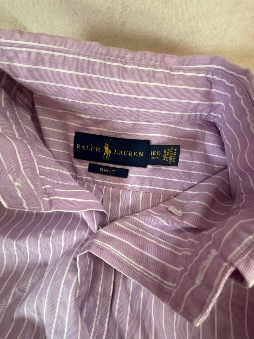 Ralph Lauren Striped Button-Down Shirt Purple White 3
