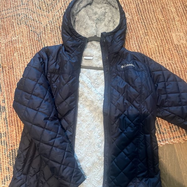 Columbia Copper Crest Hooded Jacket Blue Quilted Sherpa Lined