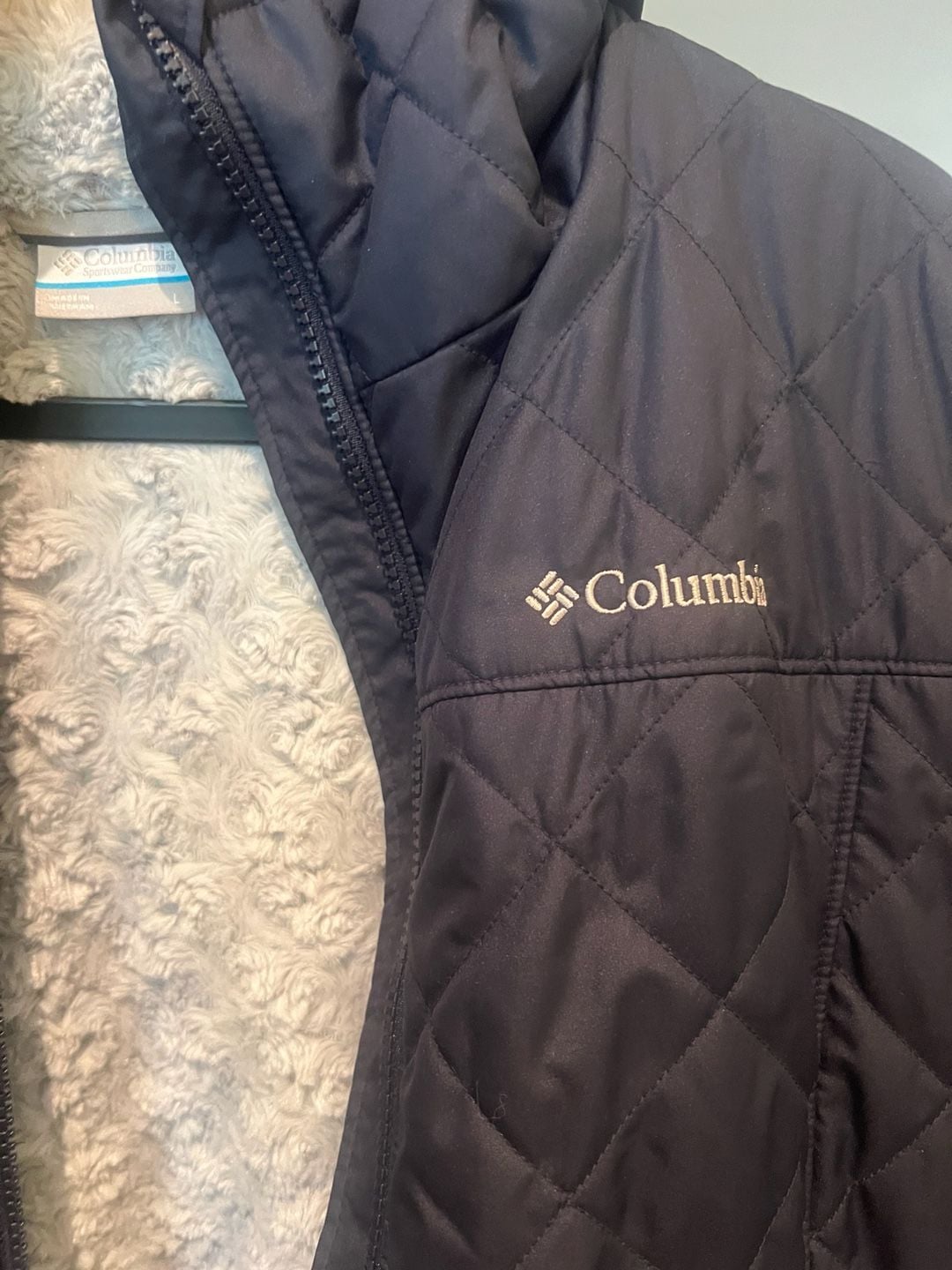 Columbia Copper Crest Hooded Jacket Blue Quilted Sherpa Lined 7