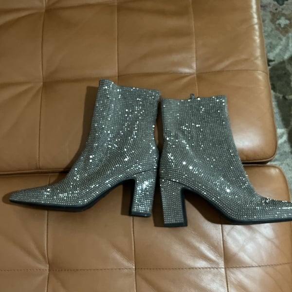 A New Day Cassidy Rhinestone Ankle Boots Size 8.5 Silver