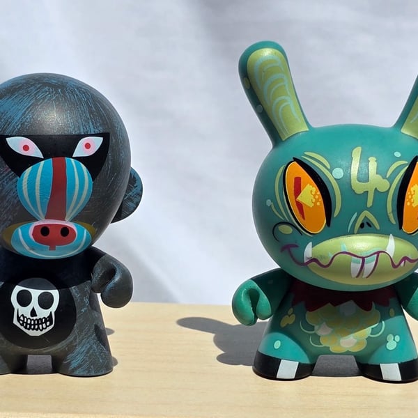 Kidrobot Dunny Mini Figure Lot Monkey Skull and Brandt Peters The 13