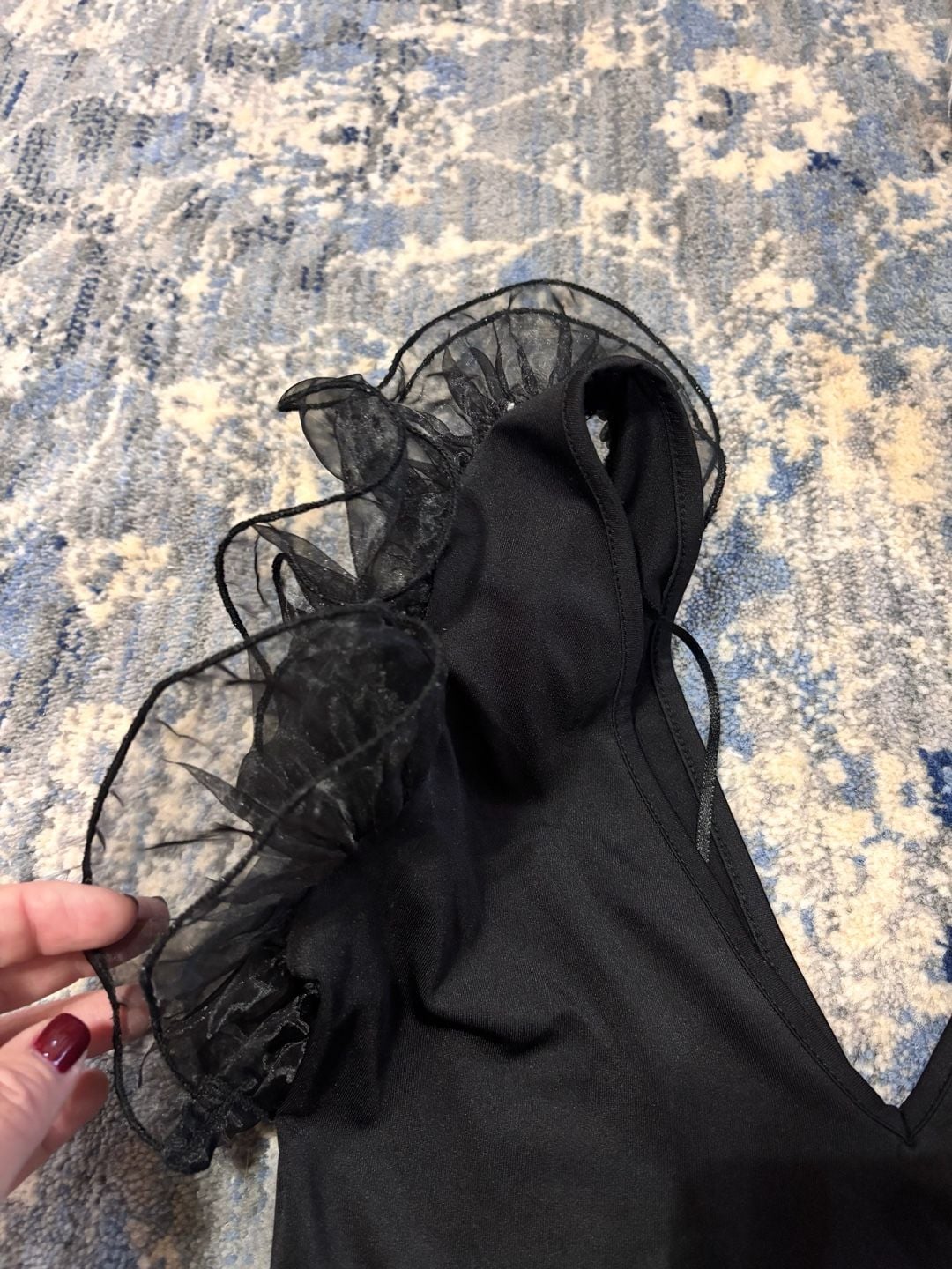 Zara Organza Ruffle Bodysuit Size S Black 3