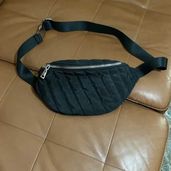 INC International Concepts Kaylie Quilted Black Belt Bag Fanny Pack