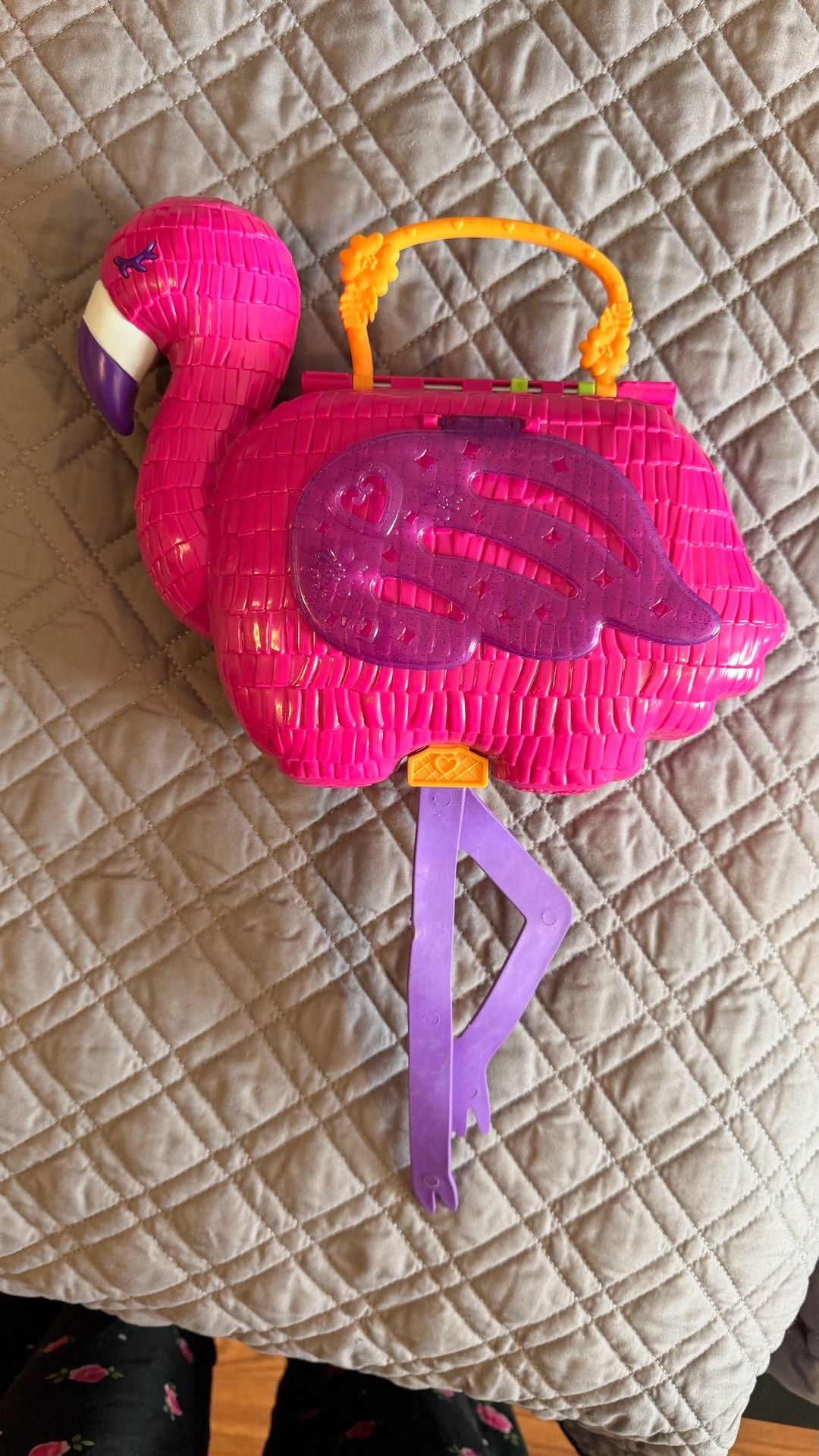 Polly Pocket Flamingo Party Large Compact Playset pre owned 3