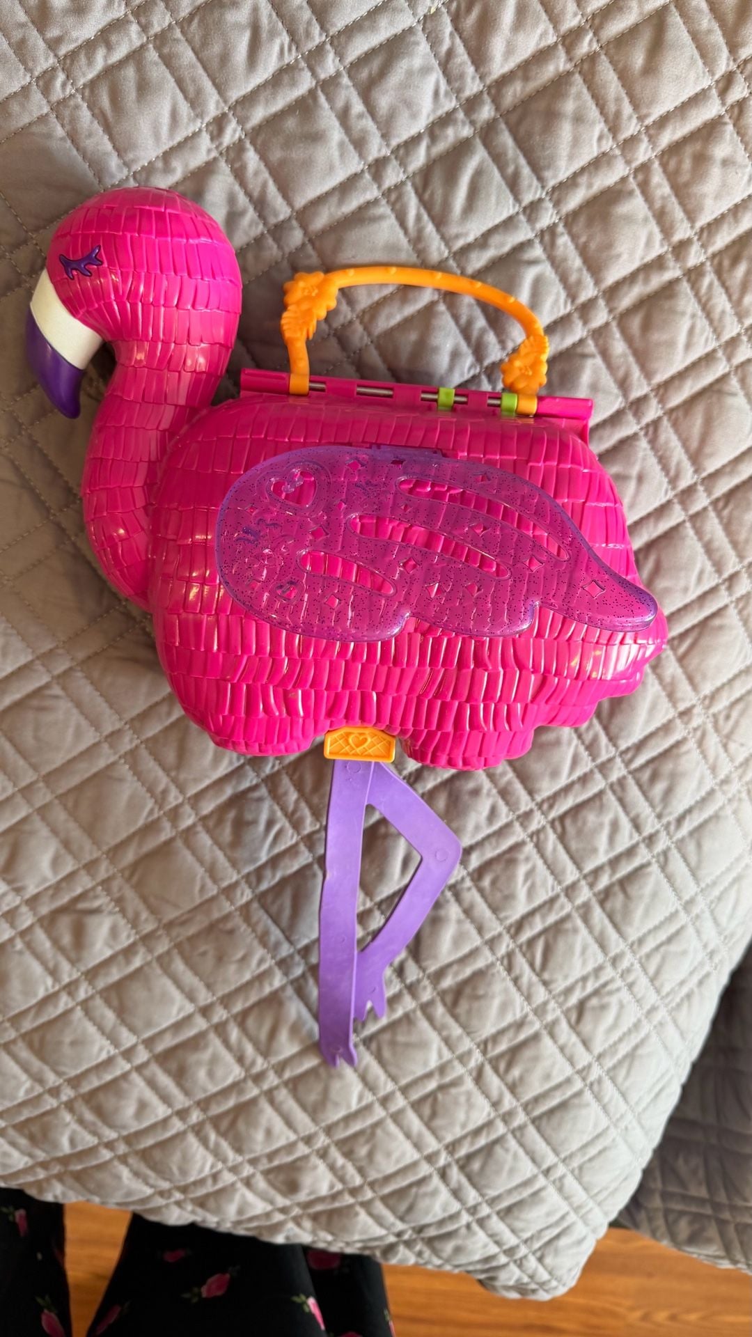 Polly Pocket Flamingo Party Large Compact Playset pre owned 4