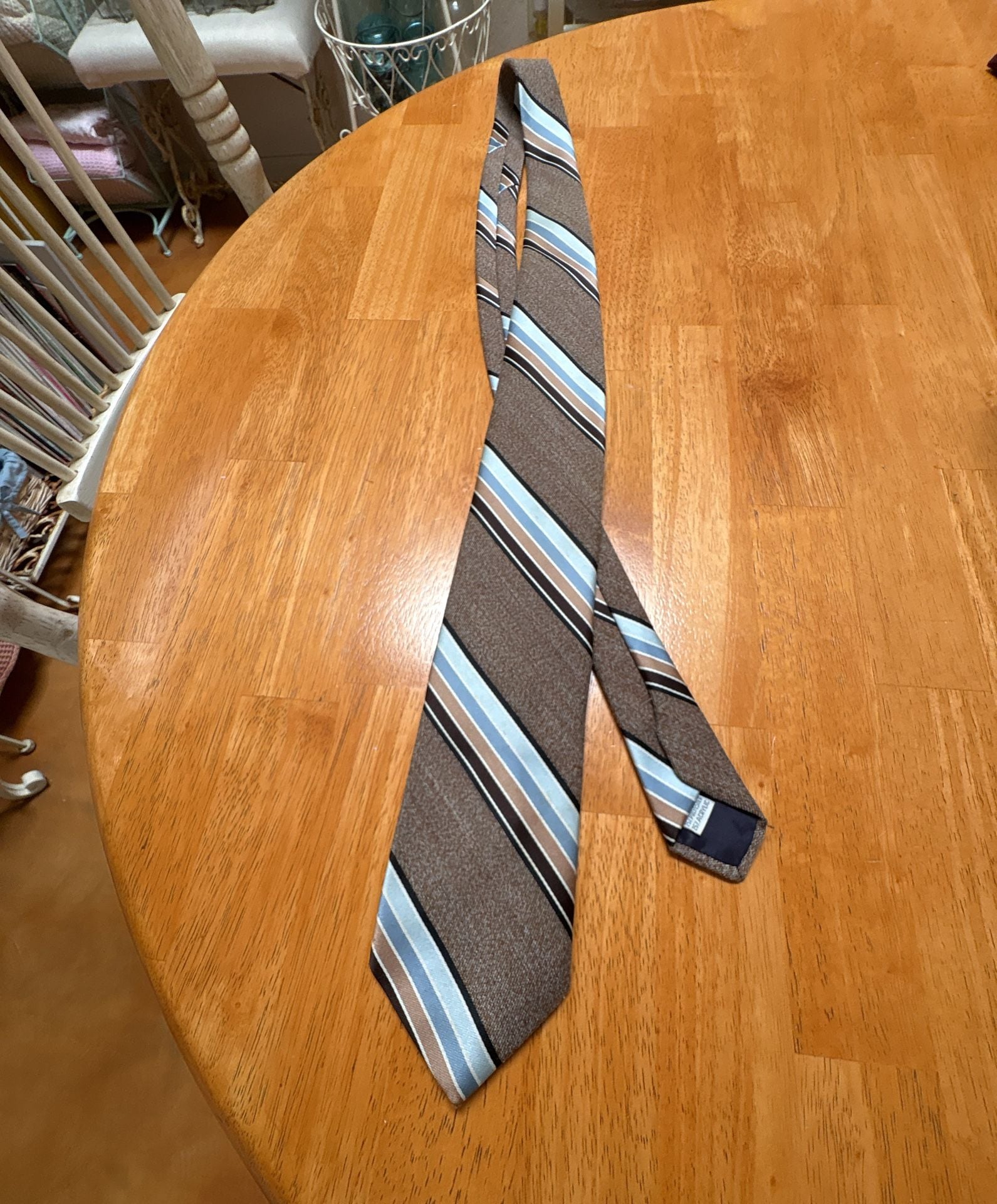 Vintage Beau Brummell Striped Necktie Brown Blue 2