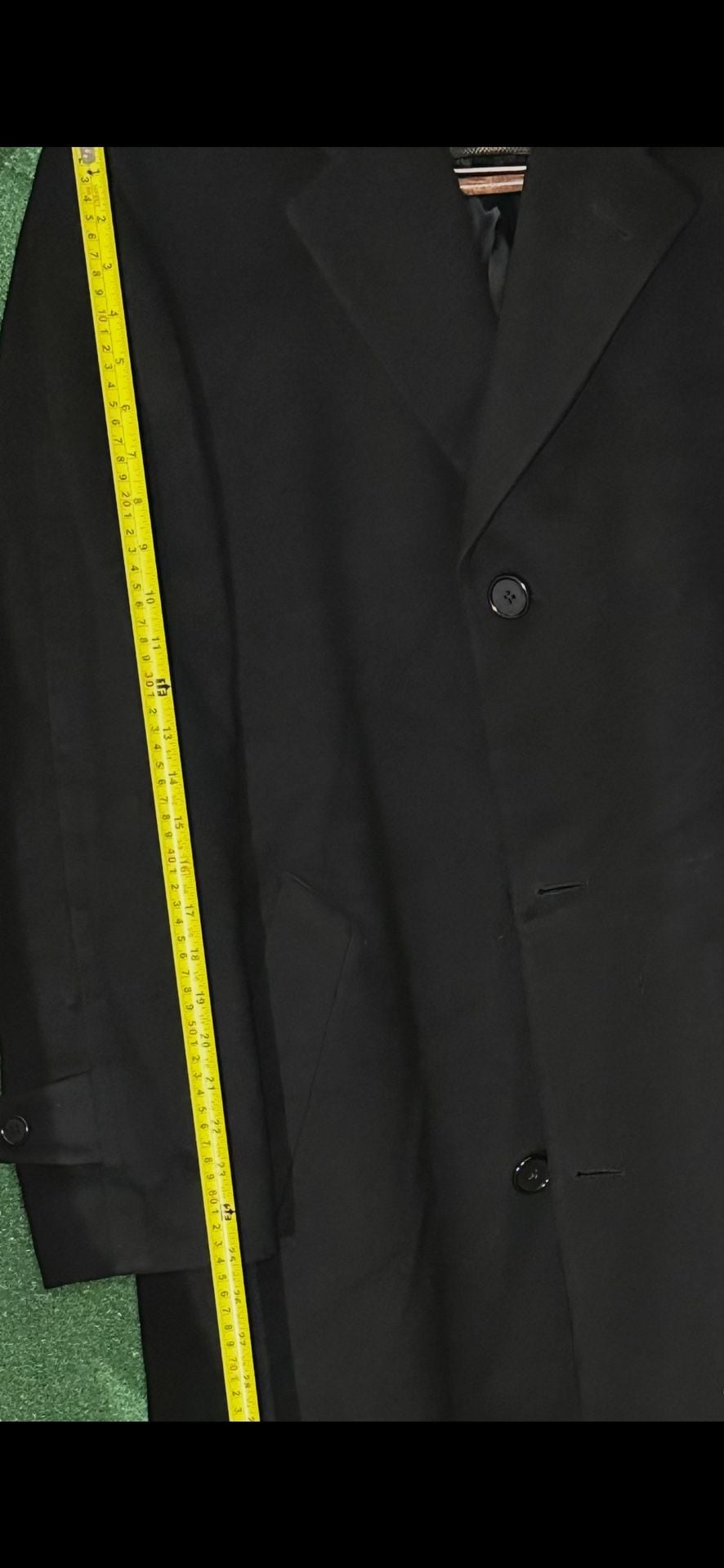 Hart Schaffner & Marx Pure Virgin Wool Black Overcoat Trench Coat Size 40R 12