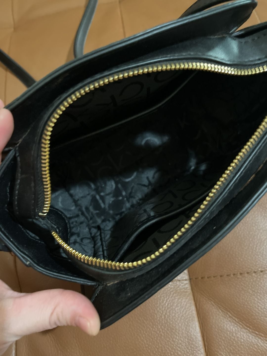Calvin Klein Monogram Logo Crossbody Bag Brown Black 6