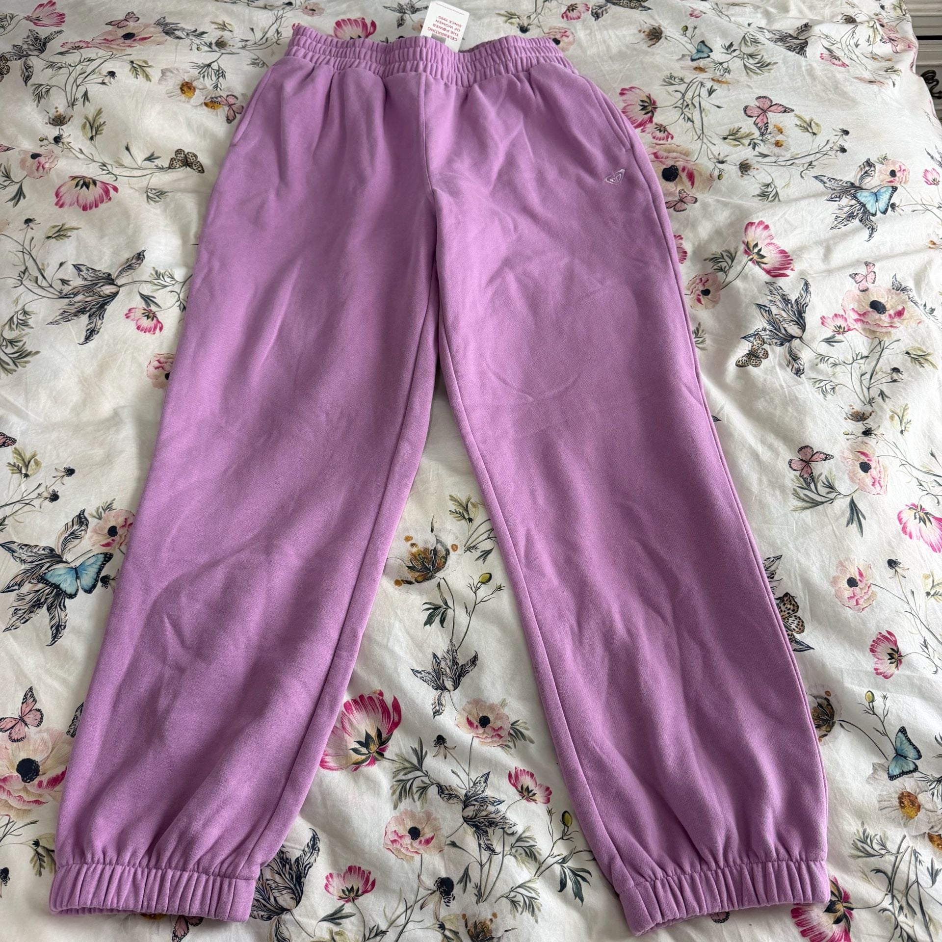 Roxy Mako Jogger Size L Purple Fleece Sweatpants 3