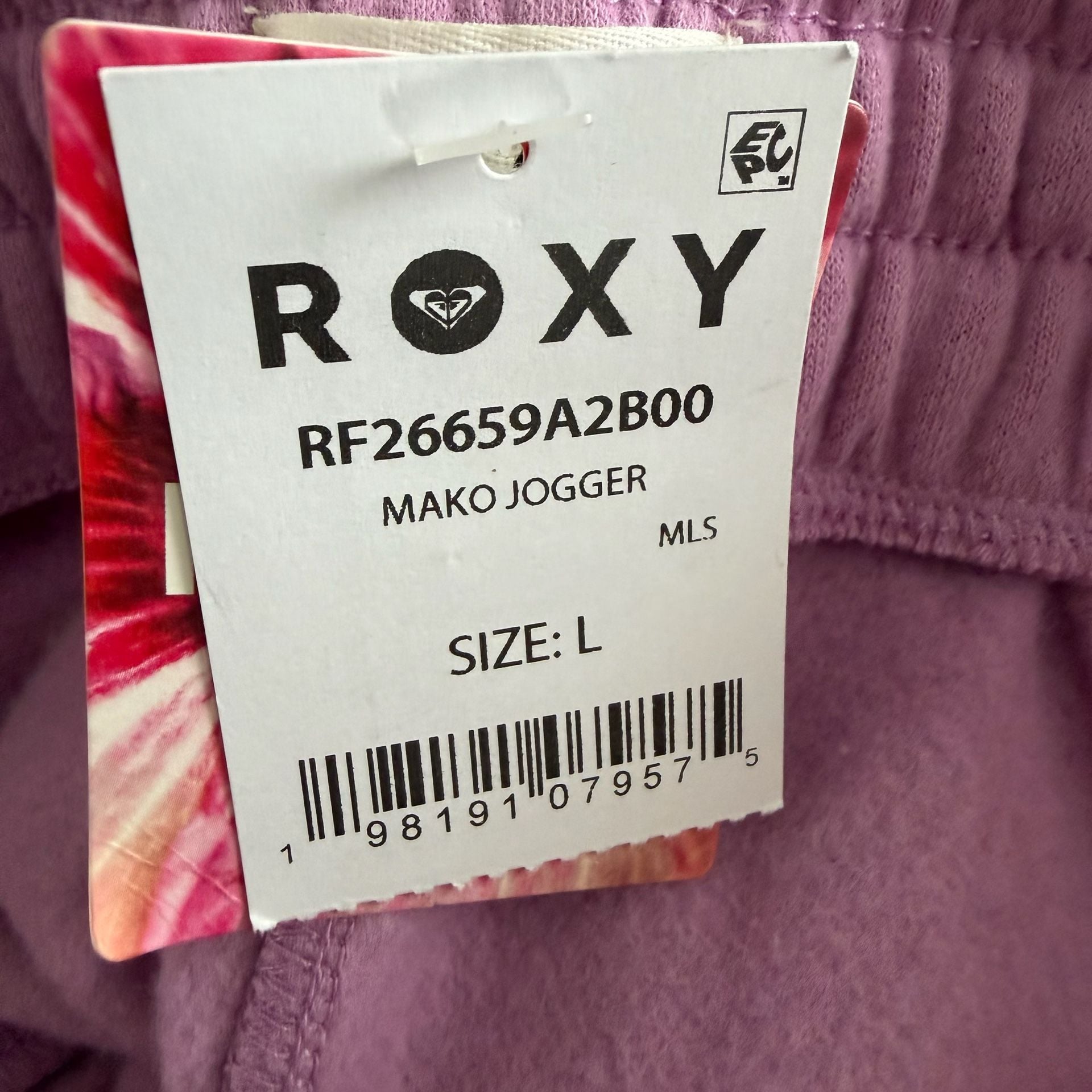 Roxy Mako Jogger Size L Purple Fleece Sweatpants 6