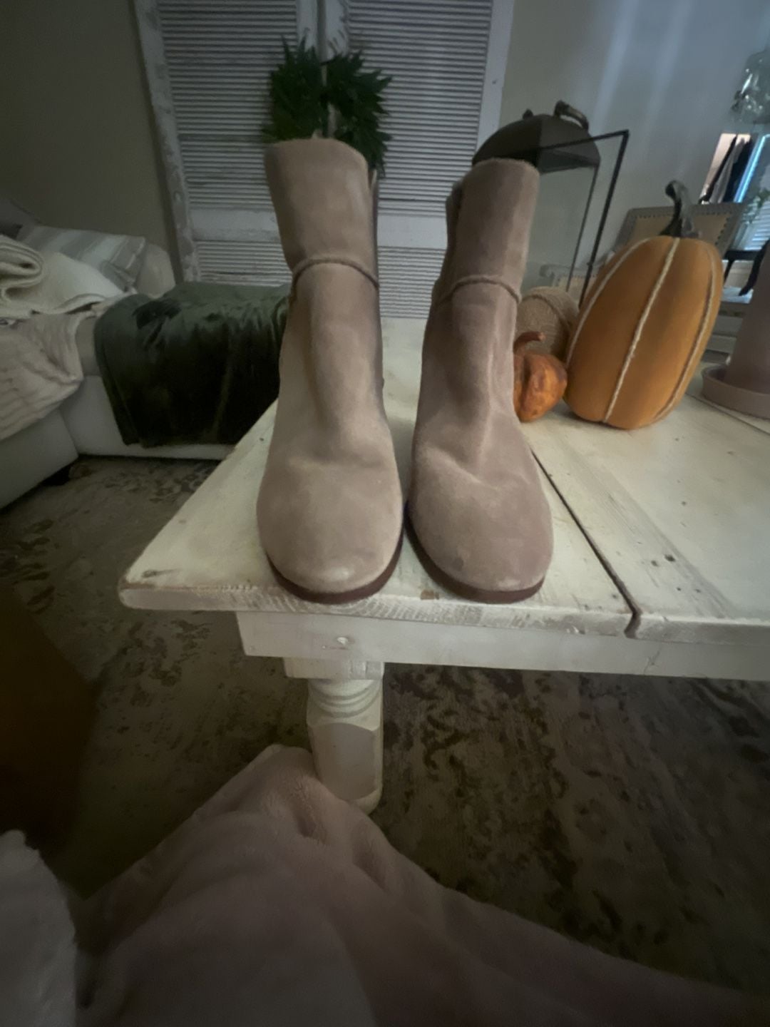 Lucky Brand Zolinni Wedge Ankle Bootie Size 10 Beige Suede 5