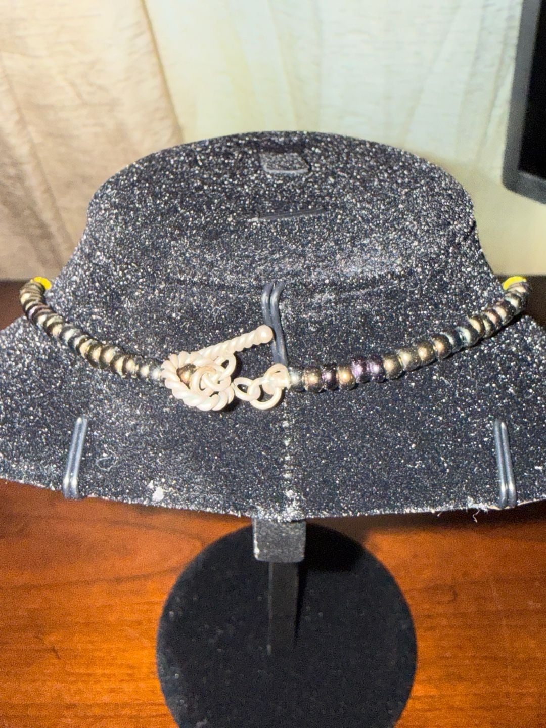 Vintage Handmade Beaded Necklace With Carved Stone Pendant 4