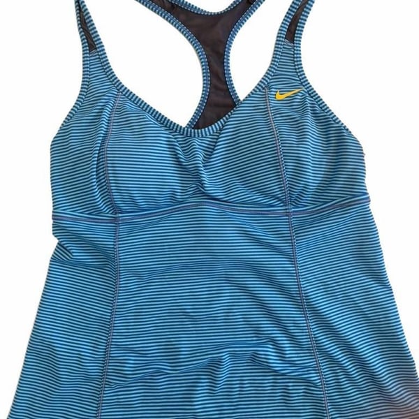 Nike Striped Top Size M Blue Yellow Racerback