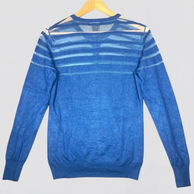 Karson & Taylor Blue Sheer Stripe Cardigan Size M 4