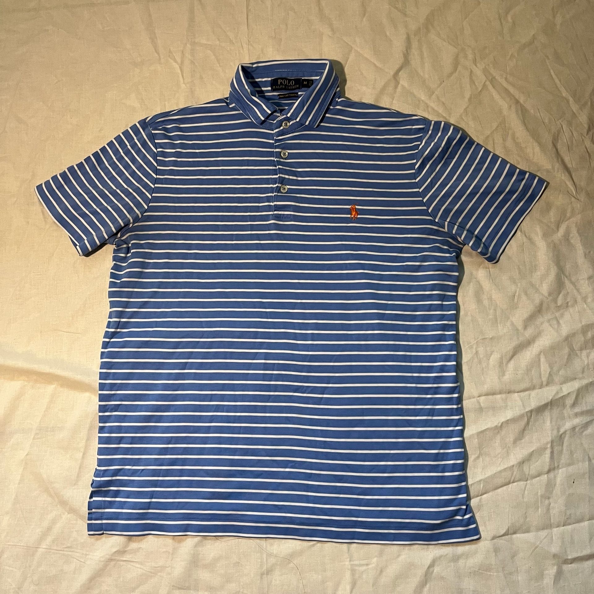 Polo Ralph Lauren Striped Polo Shirt Size M Blue White 2