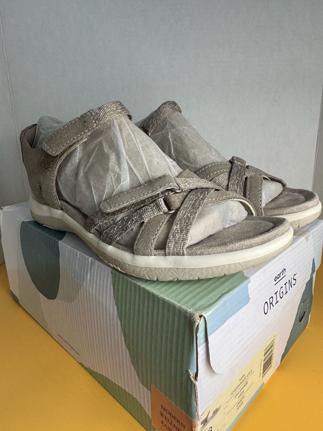Earth Origins Sofia Sandals Size 8 Granite Suede 2