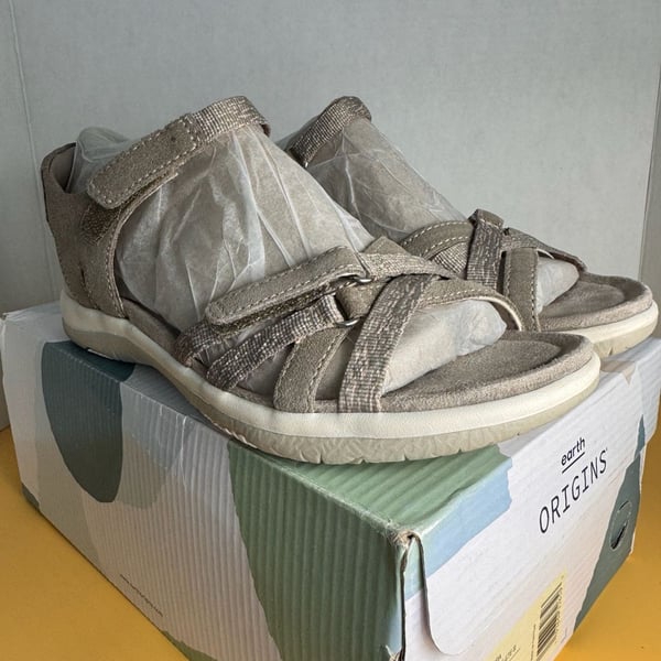 Earth Origins Sofia Sandals Size 8 Granite Suede