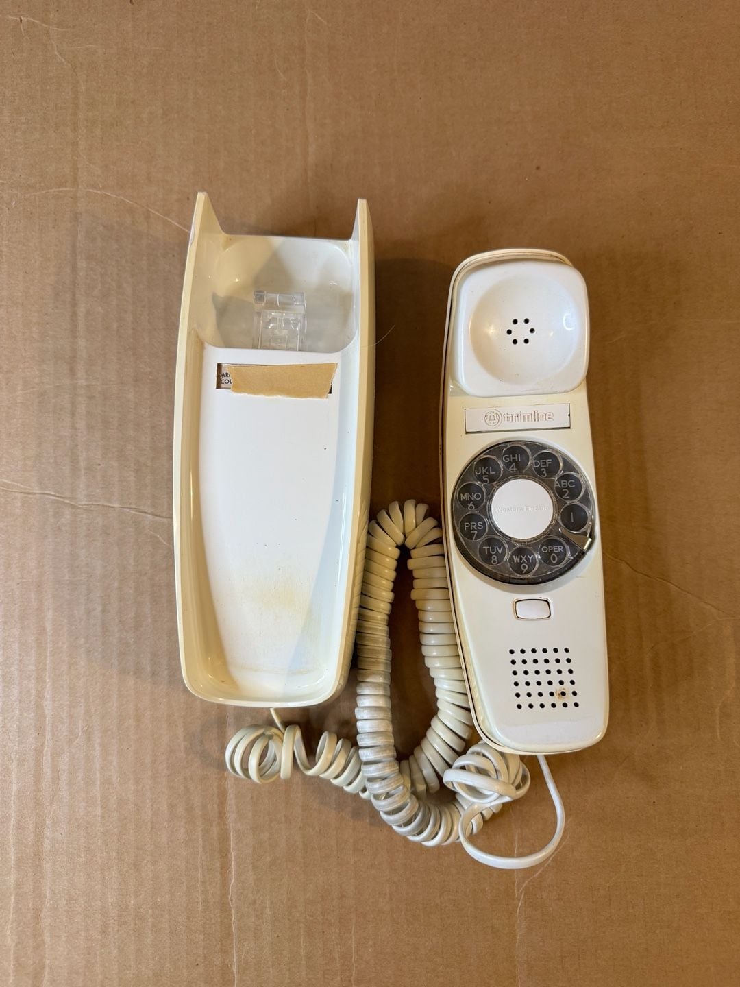 Western Electric Trimline Rotary Dial Wall Phone Ivory Vintage 6