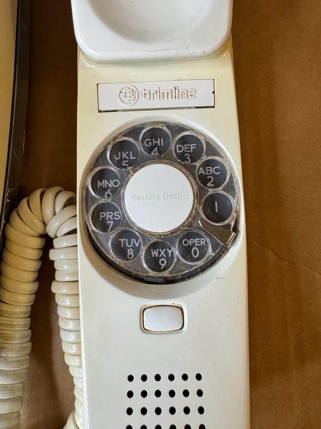 Western Electric Trimline Rotary Dial Wall Phone Ivory Vintage 7