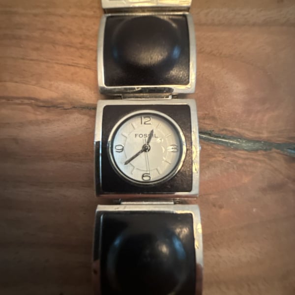 Fossil F2 ES-1539 Women's Silver and Brown Stainless Steel Bracelet Watch