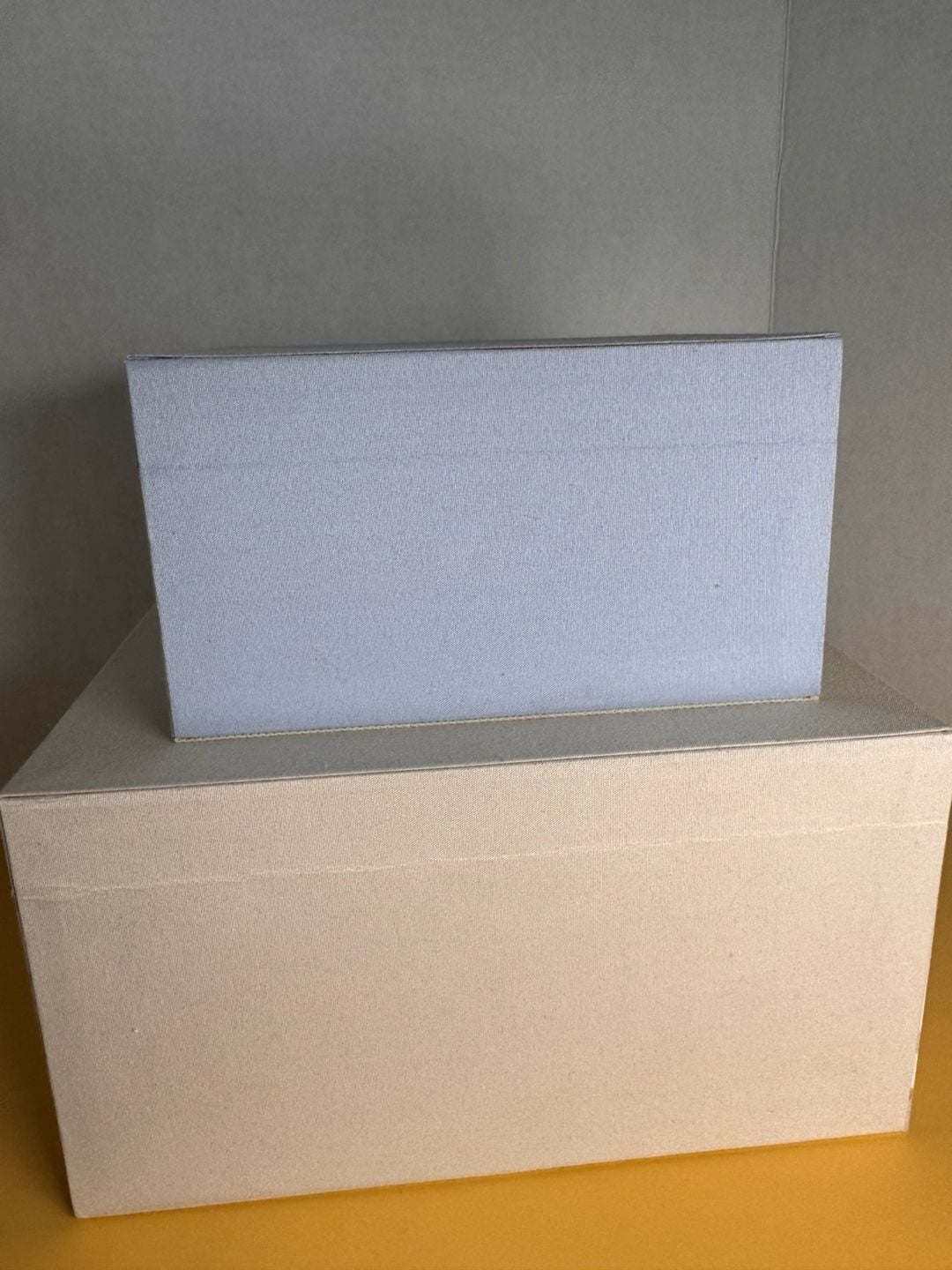 dB Decorative Storage Box Set 2 Piece Damask Fabric Beige Blue 4