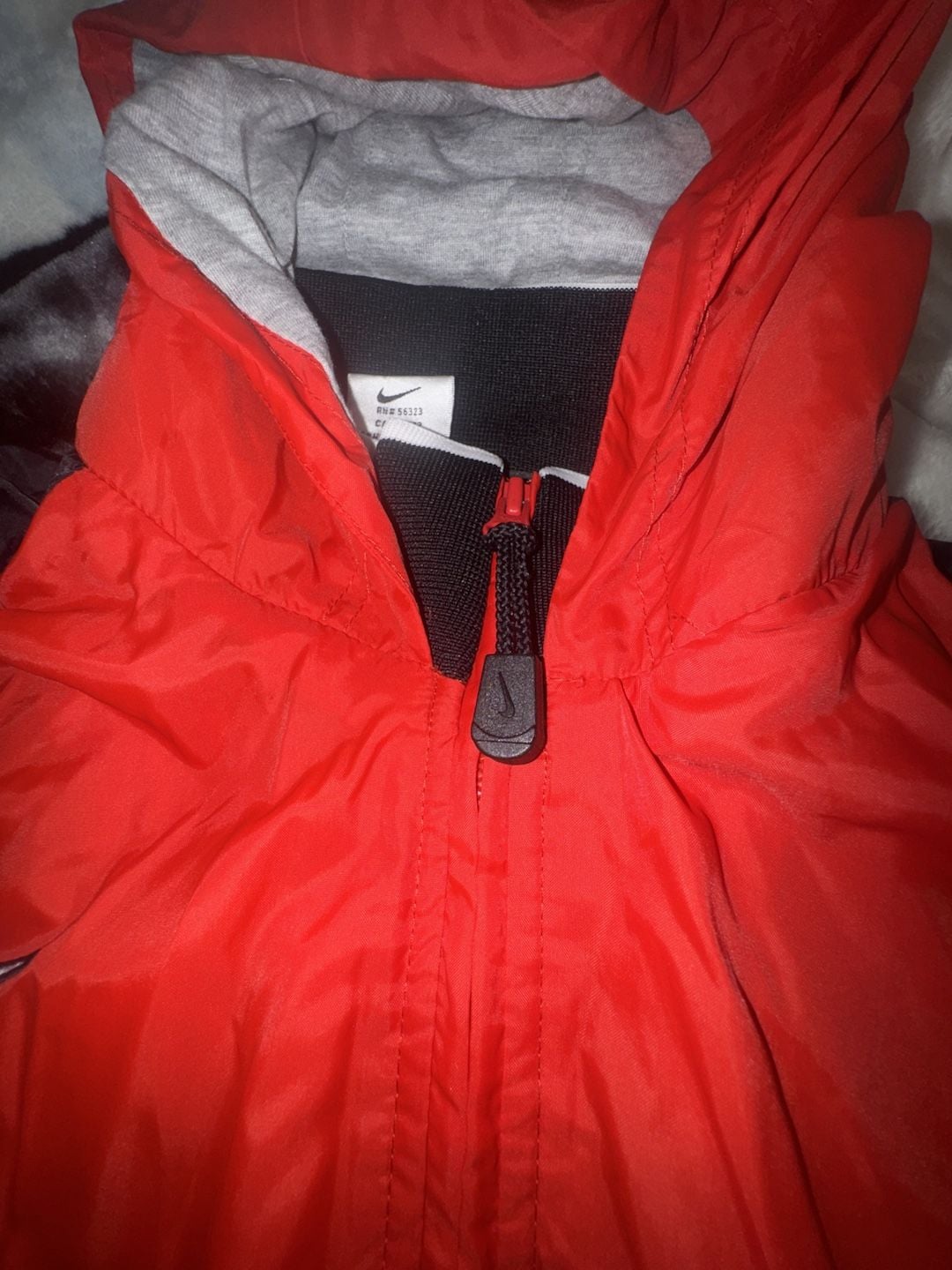 Nike Vintage Windbreaker Jacket L(14) Red Full Zip Hooded 7