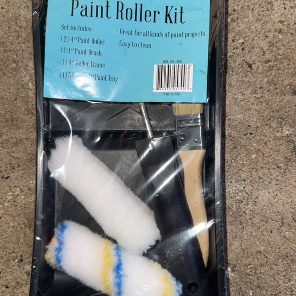 5 Pc Mini Paint Roller Painting Kit, 2-4” Rollers, 1-1” Brush, 1-4” Frame & Tray