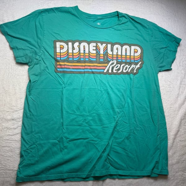 Disney Disneyland Resort T-Shirt Size XL Teal Retro Graphic