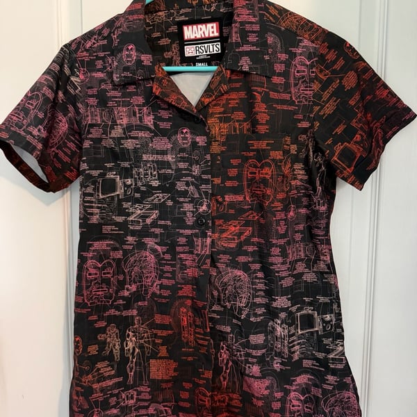 RSVLTS Marvel Iron Man The J.A.R.V.I.S. Size Small KUNUFLEX Short Sleeve Shirt