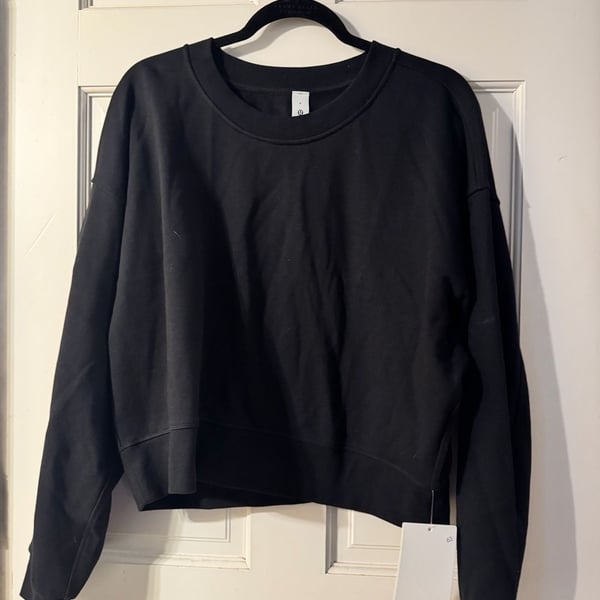 NWT Lululemon Perfectly Oversized Cropped Crew Size 8 Black French Terry