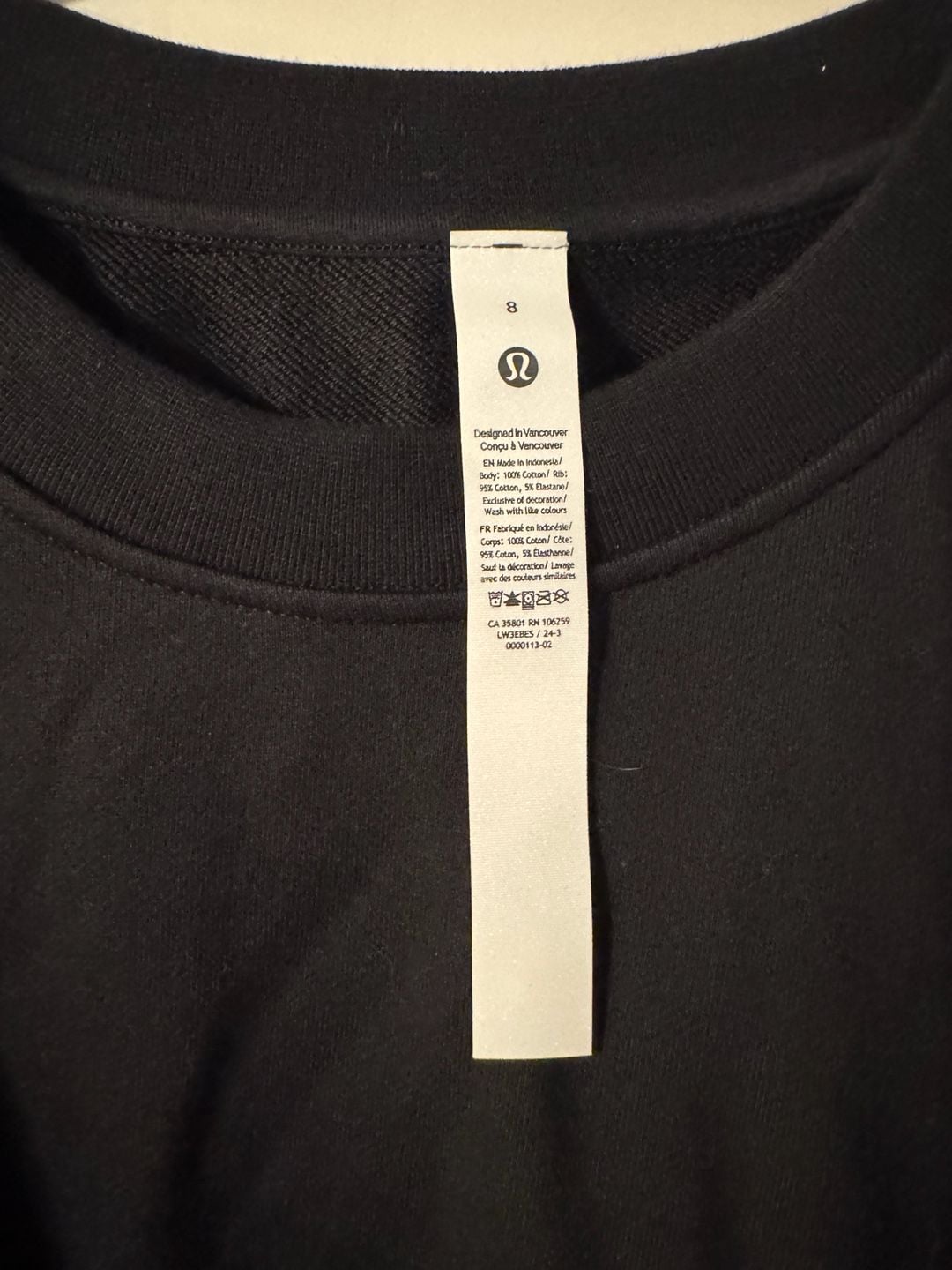 NWT Lululemon Perfectly Oversized Cropped Crew Size 8 Black French Terry 5