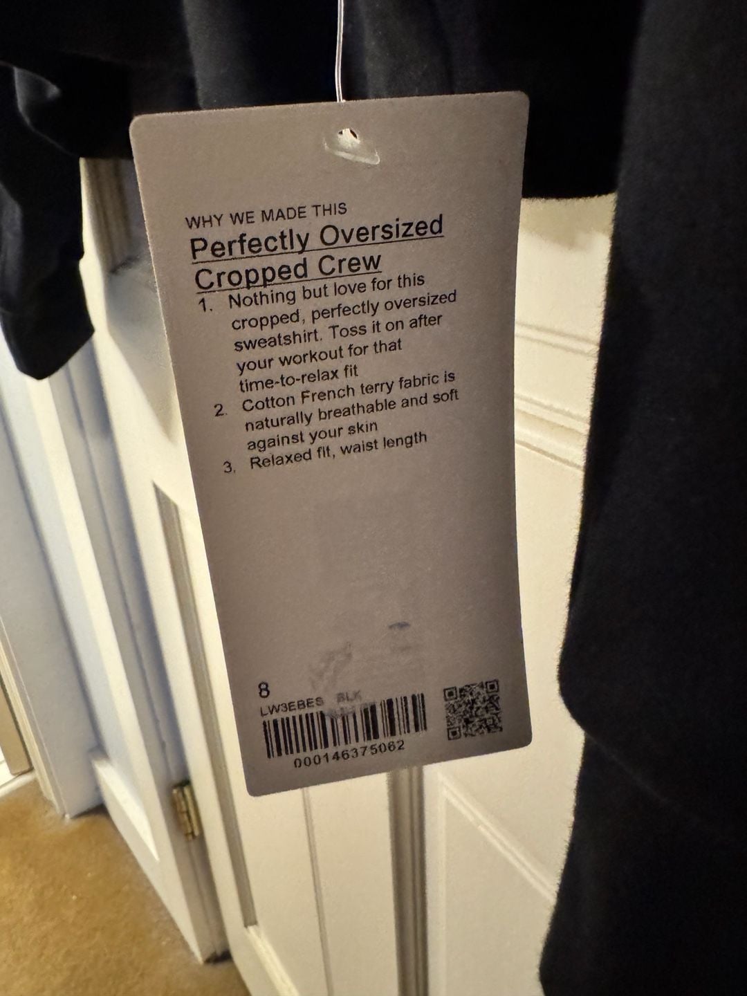 NWT Lululemon Perfectly Oversized Cropped Crew Size 8 Black French Terry 6