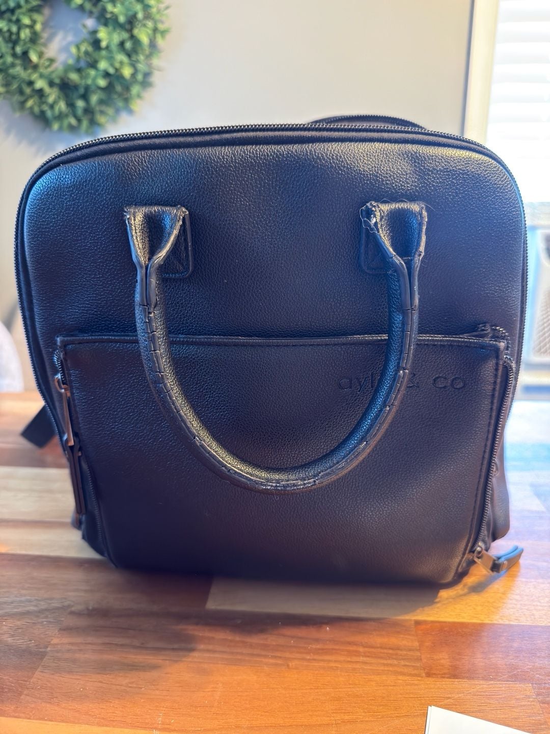 Ayla & Co Convertible Diaper Bag Mini Black Vegan Leather 2