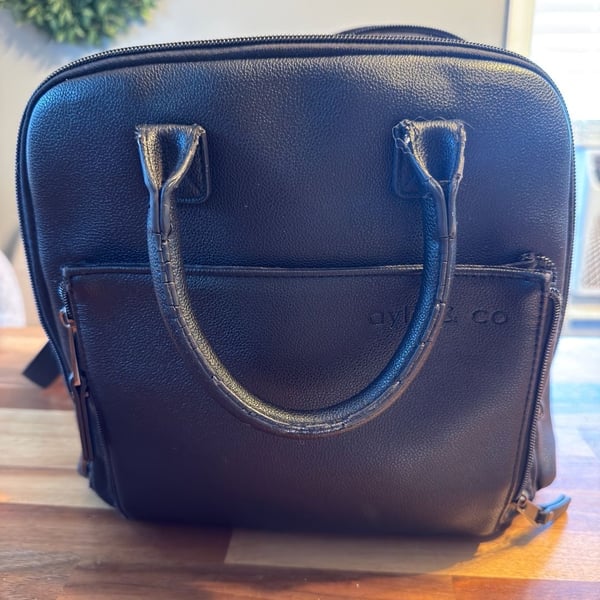 Ayla & Co Convertible Diaper Bag Mini Black Vegan Leather